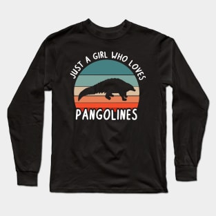 Pangolin Sunset picture retro vintage motif animal Long Sleeve T-Shirt